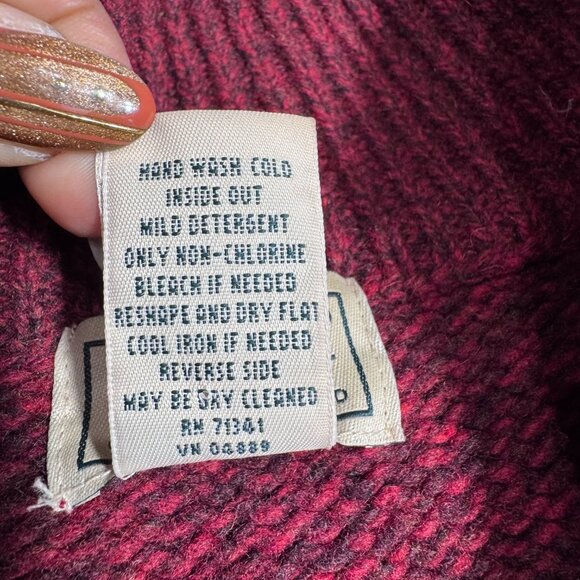 LL Bean 1/4 Big-Button Up 100% Lambswool Dark Red Mockneck Men's Sweater (SZ L) - Picture 5 of 8